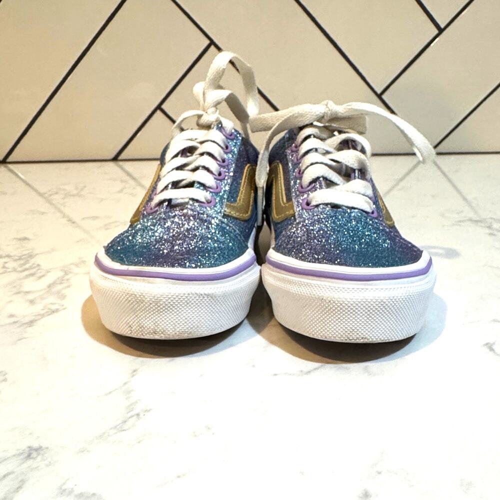 Vans Kids' Old Skool sneakers "Ombre Glitter" Blue/Purple colorway size 10.5 - Picture 2 of 8